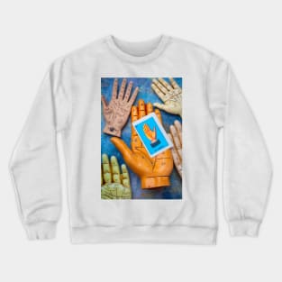 Rascette Hand Holding Forture Telling Card Crewneck Sweatshirt